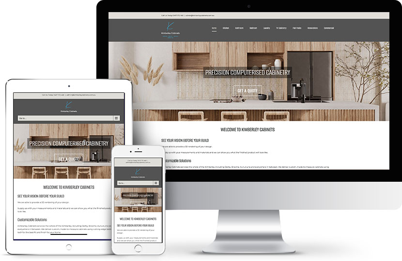 Kimberley Cabinets website designed by Kimberley Web Design